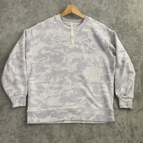 Lululemon Sweatshirt Women 2 Perfectly Oversized Crew Camo Alpine White Sweater - Picture 1 of 8
